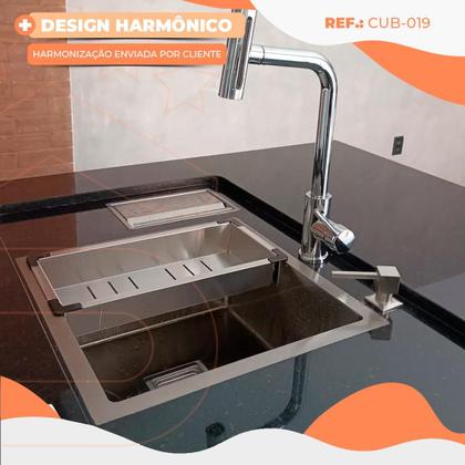 Imagem de Cuba Gourmet Quadrada Aço Inox 304 Escovada 44x44cm Premium