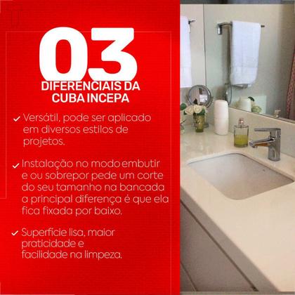 Imagem de Cuba incepa embutir/sobrepor retangular branca 39x31cm 