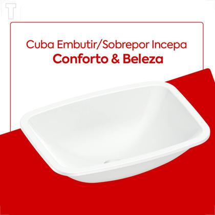 Imagem de Cuba incepa embutir/sobrepor retangular branca 39x31cm 