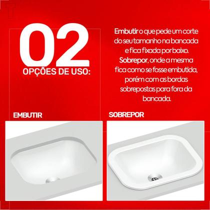 Imagem de Cuba incepa embutir/sobrepor retangular branca 39x31cm 