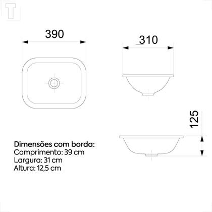 Imagem de Cuba incepa embutir/sobrepor retangular branca 39x31cm 