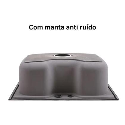 Imagem de Cuba inox black 50x40cm + torneira flexível tábua e lixeira