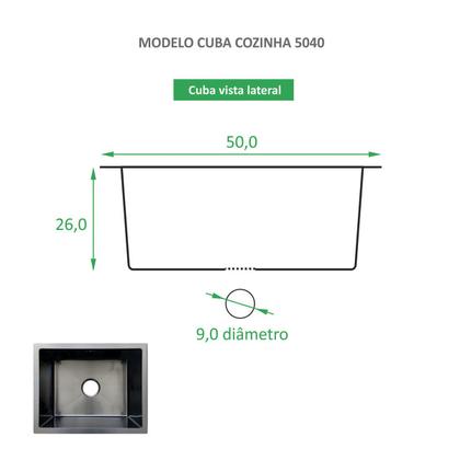 Imagem de Cuba Inox de Cozinha - Embutir ou Sobrepor Gourmet 50x40 com Acessórios - Preta