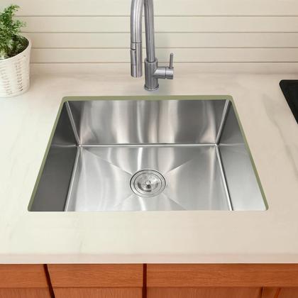 Imagem de Cuba Inox Gourmet 50x40 cm Quadrada De Embutir Bancada E Valvula Higiênica 4 ½ Com Cesto Removível Aço Inox Pia Cozinha