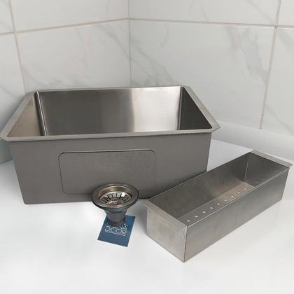 Imagem de Cuba Inox Gourmet 50x40cm Quadrada Com Cesto Escorredor Cuba De Embutir Embutir Bancada Pia Cozinha Aço Inox 304