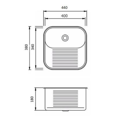 Imagem de Cuba Inox N1 46x30x14cm e Tanque Inox 40x34cm Aço 430 Tecnocuba com Válvula Gratuita 3 1/2