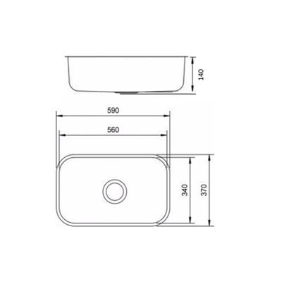 Imagem de Cuba Inox N2 56x34x14 Tecnocuba Alto Brilho Válvula e Sifão Flexível Gratuitos