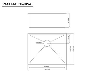 Imagem de Cuba Inox Quadrada 500 X 400 Handmad C/ Escorredor Inox 304