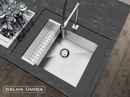 Imagem de Cuba Inox Quadrada 500 X 400 Handmad C/ Escorredor Inox 304