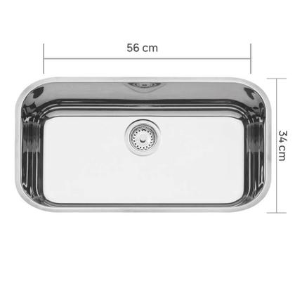 Imagem de Cuba Inox Tramontina Lavinia 56x34 A. Brilho C/valv 94024207