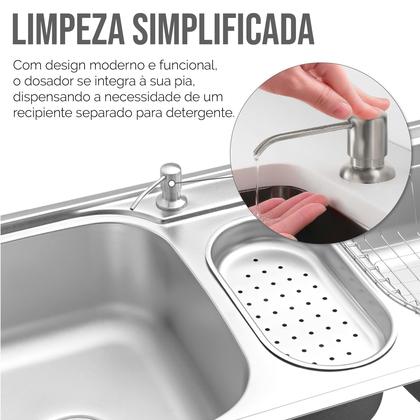 Imagem de Cuba Inox Tripla Com Acessórios Pia Cozinha Luxo Escoredor