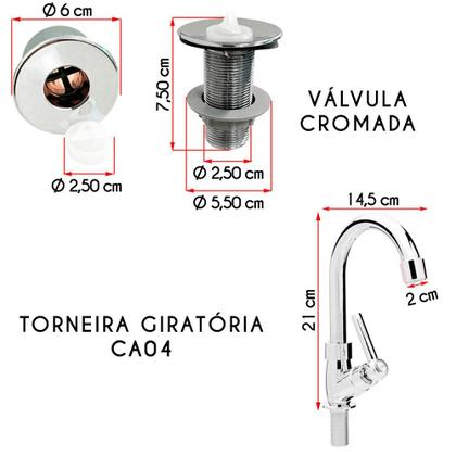 Imagem de Cuba Inspira Branca Com Torneira CA04 e Valvula Cromada 