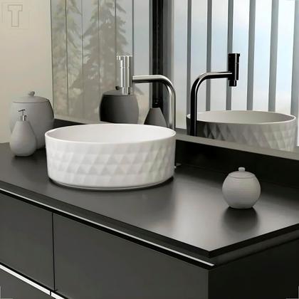 Imagem de Cuba japi de apoio solo redonda branco fosco