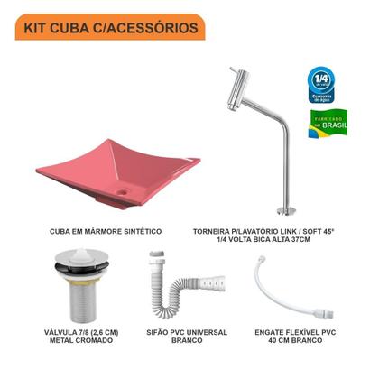 Imagem de Cuba L34 C/Torneira Link e Válvula 1"+Sifão e Flexível