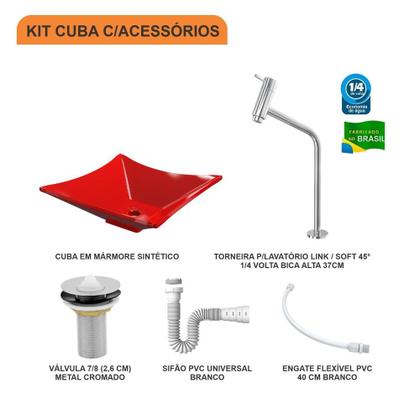 Imagem de Cuba L34 C/Torneira Link e Válvula 1"+Sifão e Flexível