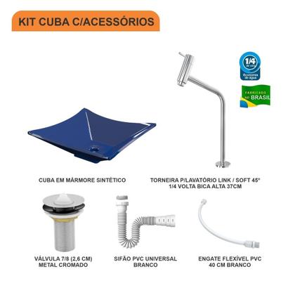 Imagem de Cuba L34 C/Torneira Link e Válvula 1"+Sifão e Flexível