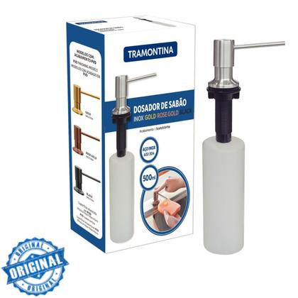 Imagem de Cuba Morgana Tramontina Undermount Aço Inox Acetinado 55x42 Com Dosador de Detergente e Válvula Tramontina