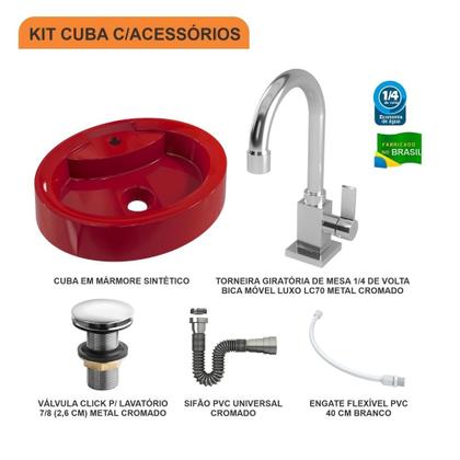 Imagem de Cuba O43 C/Torneira Luxo+Válvula Click 1.1/4+Sifão Crom+Flex