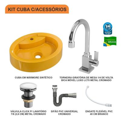 Imagem de Cuba O43 C/Torneira Luxo+Válvula Click 1.1/4+Sifão Crom+Flex