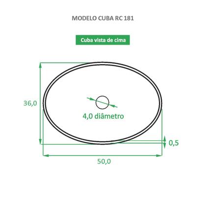 Imagem de Cuba para Banheiro Cerâmica Branca e Dourada Oval 50cm Reno RC 181