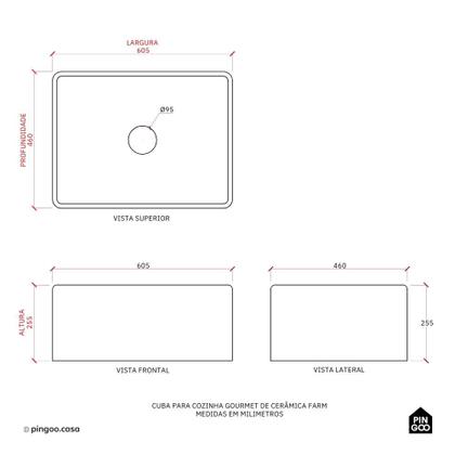 Imagem de Cuba para Cozinha Gourmet de Cerâmica Farm Pingoo.casa - Branco