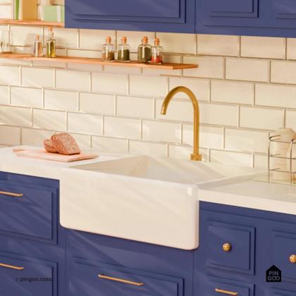 Imagem de Cuba para Cozinha Gourmet de Cerâmica Farm Pingoo.casa - Branco