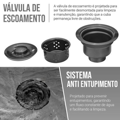 Imagem de Cuba para Cozinha Gourmet Pia Aço Inox 304 Quadrada 58 cm Preto Black