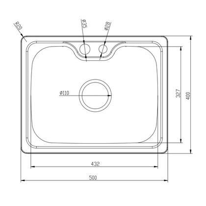 Imagem de Cuba para cozinha gourmet pia aço inox Com Acessórios,50x40cm