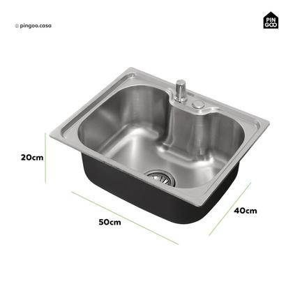 Imagem de Cuba para cozinha gourmet pia aço inox com acessórios e tábua de corte Nawa 50 cm pingoo.casa