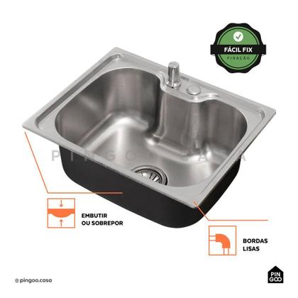 Imagem de Cuba para cozinha gourmet pia aço inox com acessórios Nawa 50x40 cm pingoo.casa