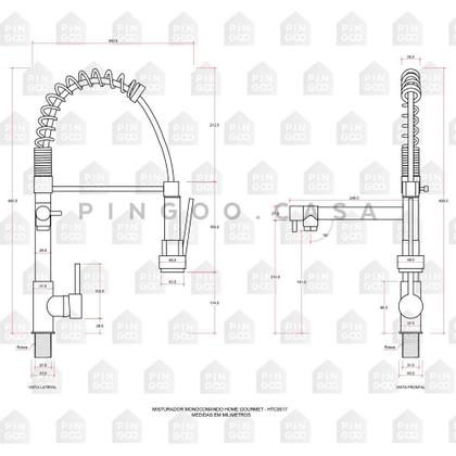 Imagem de Cuba para cozinha gourmet pia dupla aço inox com acessórios e tábua de corte Ticunas e Torneira monocomando gourmet Munim Pingoo.casa