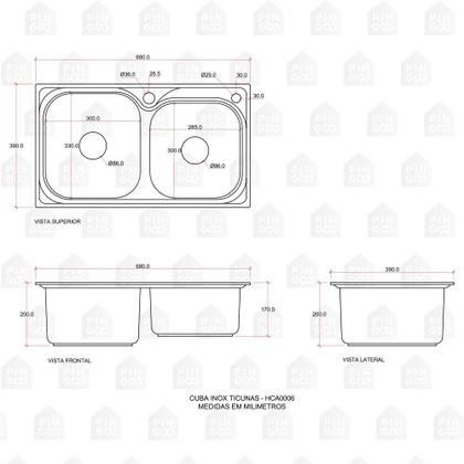 Imagem de Cuba para cozinha gourmet pia dupla aço inox com acessórios e tábua de corte Ticunas e Torneira monocomando gourmet Munim Pingoo.casa