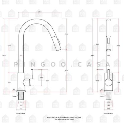 Imagem de Cuba para Cozinha pia inox Acessórios Guarani Torneira moncomando gourmet extenível Escovado