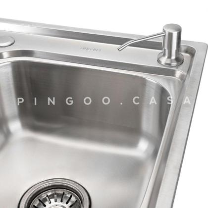 Imagem de Cuba para Cozinha pia inox Com Acessórios e tábua Carajás e Torneira gourmet monocomando munim PIngoo.casa