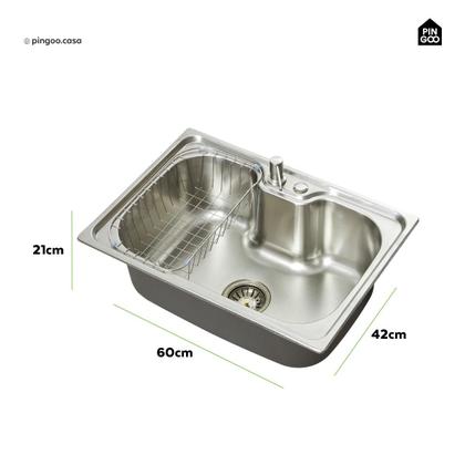 Imagem de Cuba para Cozinha pia inox Com Acessórios e tábua Carajás e Torneira gourmet monocomando munim PIngoo.casa