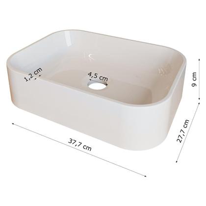 Imagem de Cuba Pia Banheiro Oxford Torneira Inox Valvula Click Black Branco Brilho