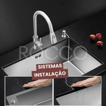 Imagem de Cuba Pia Cozinha Gourmet 75x45cm Cascata Moderna Premium