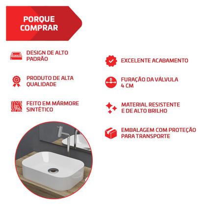 Imagem de Cuba Pia De Apoio 36x27cm Retangular Para Banheiro Lavabo Luna