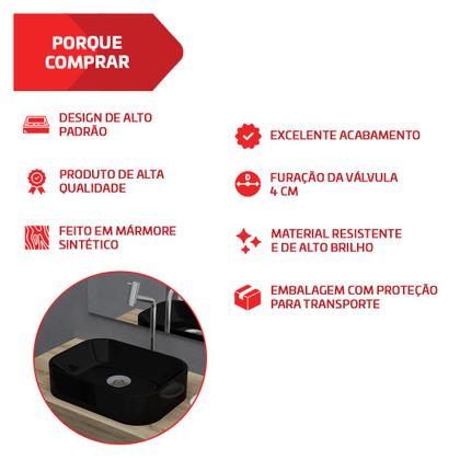 Imagem de Cuba Pia De Apoio 36x27cm Retangular Para Banheiro Lavabo Luna