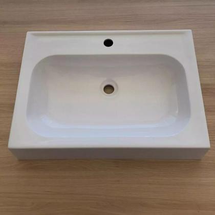Imagem de Cuba Pia de Apoio Branca Retangular para Banheiro Lavabo 39x53cm com Furos