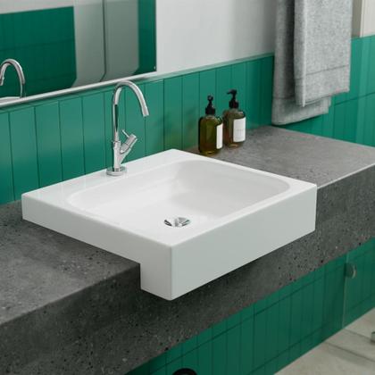 Imagem de Cuba /pia De Apoio Semi-encaixe Nice Retangular 44 Cm Branco