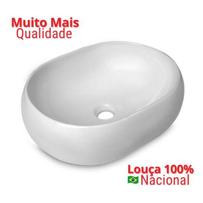 Imagem de Cuba Pia De Apoio Sobrepor Lavabo Banheiro Oval 45x35x13 cm Branca Louça