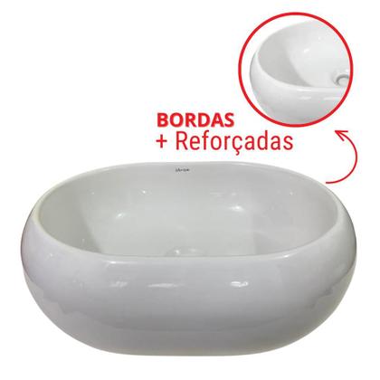 Imagem de Cuba Pia De Apoio Sobrepor Lavabo Banheiro Oval 45x35x13 cm Branca Louça