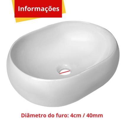 Imagem de Cuba Pia De Apoio Sobrepor Lavabo Banheiro Oval 45x35x13 cm Branca Louça