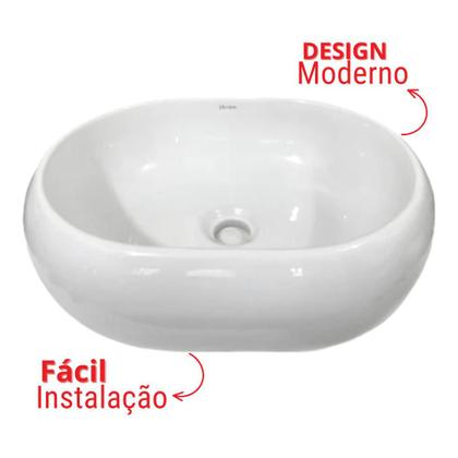 Imagem de Cuba Pia De Apoio Sobrepor Lavabo Banheiro Oval 45x35x13 cm Branca Louça