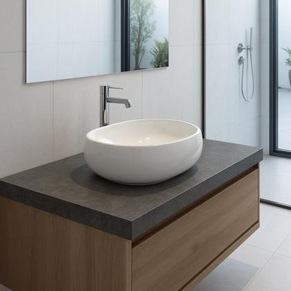 Imagem de Cuba Pia De Apoio Sobrepor Lavabo Banheiro Oval 45x35x13 cm Branca Louça