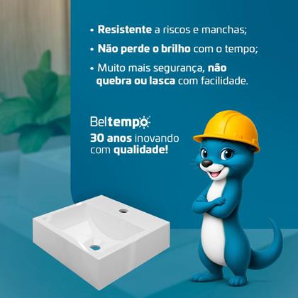 Imagem de Cuba Pia de Apoio Sobrepor Quadrada 32x30 Banheiro Lavabo Beltempo BT2002