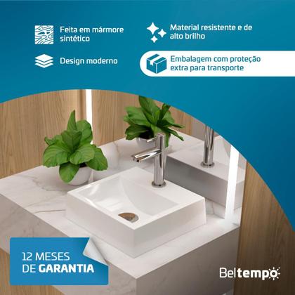 Imagem de Cuba Pia de Apoio Sobrepor Quadrada 32x30 Banheiro Lavabo Beltempo BT2002