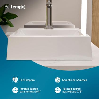 Imagem de Cuba Pia de Apoio Sobrepor Quadrada 32x30 Banheiro Lavabo Beltempo BT2002