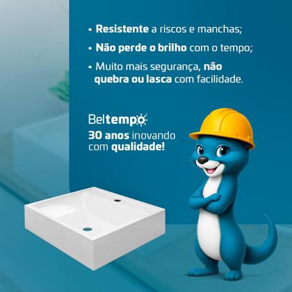 Imagem de Cuba Pia de Apoio Sobrepor Quadrada 40x37 Branca Banheiro Lavabo Beltempo BT2003